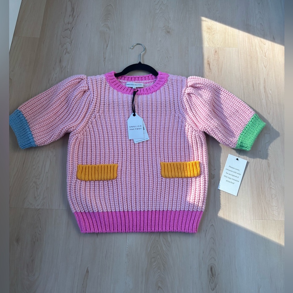 English Factory Pink Multicolor Chunky Knit Sweater - Picture 6 of 10